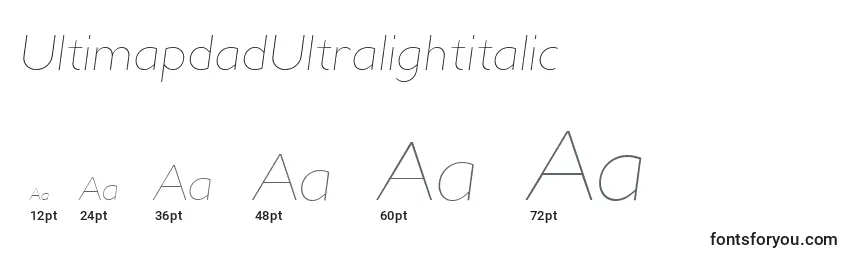 UltimapdadUltralightitalic Font Sizes