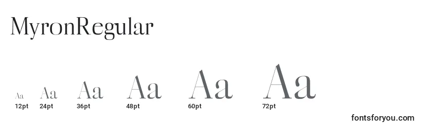 MyronRegular Font Sizes