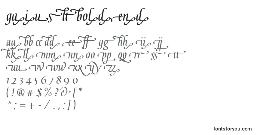 A fonte GaiusLtBoldEnd – alfabeto, números, caracteres especiais