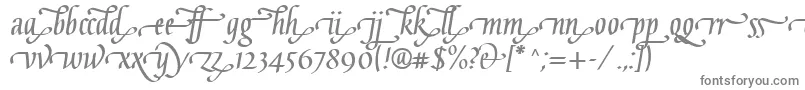 GaiusLtBoldEnd-fontti – harmaat kirjasimet valkoisella taustalla