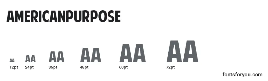 Размеры шрифта AmericanPurpose