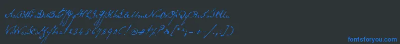 Schoonerscript-Schriftart – Blaue Schriften auf schwarzem Hintergrund