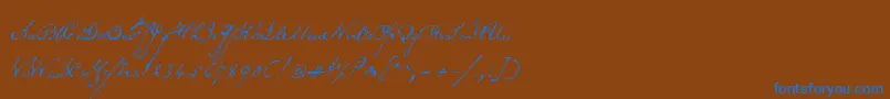 Fonte Schoonerscript – fontes azuis em um fundo marrom