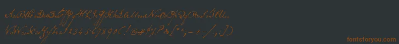 Schoonerscript-Schriftart – Braune Schriften auf schwarzem Hintergrund
