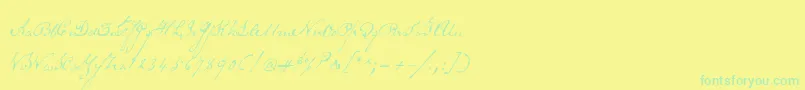 Schoonerscript-Schriftart – Grüne Schriften auf gelbem Hintergrund