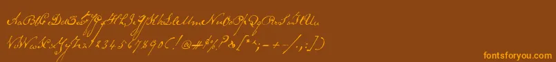Schoonerscript Font – Orange Fonts on Brown Background