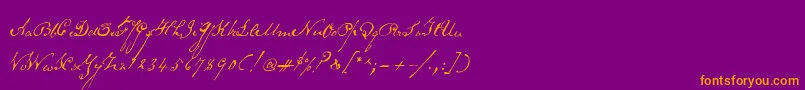 Schoonerscript Font – Orange Fonts on Purple Background
