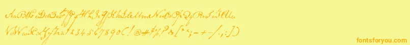 Schoonerscript Font – Orange Fonts on Yellow Background