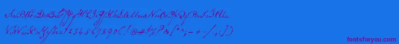 Schoonerscript Font – Purple Fonts on Blue Background