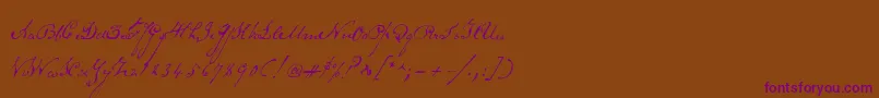 Schoonerscript Font – Purple Fonts on Brown Background