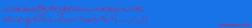 Schoonerscript Font – Red Fonts on Blue Background