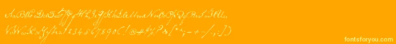 Шрифт Schoonerscript – жёлтые шрифты на оранжевом фоне