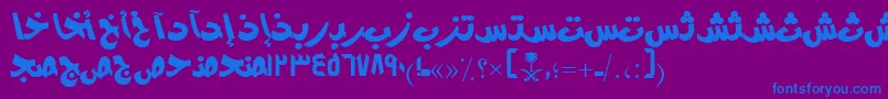 フォントAymModernSUNormal. – 紫色の背景に青い文字