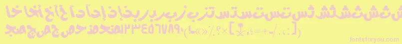 AymModernSUNormal.-fontti – vaaleanpunaiset fontit keltaisella taustalla