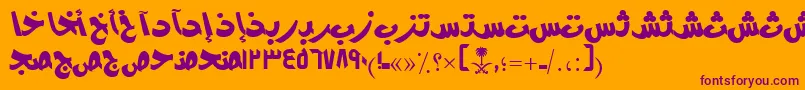 AymModernSUNormal.-Schriftart – Violette Schriften auf orangefarbenem Hintergrund