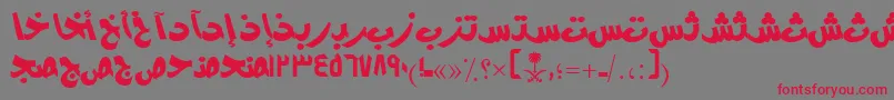 フォントAymModernSUNormal. – 赤い文字の灰色の背景