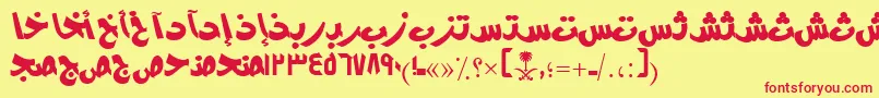 AymModernSUNormal.-fontti – punaiset fontit keltaisella taustalla