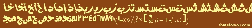 AymModernSUNormal. Font – Yellow Fonts on Brown Background