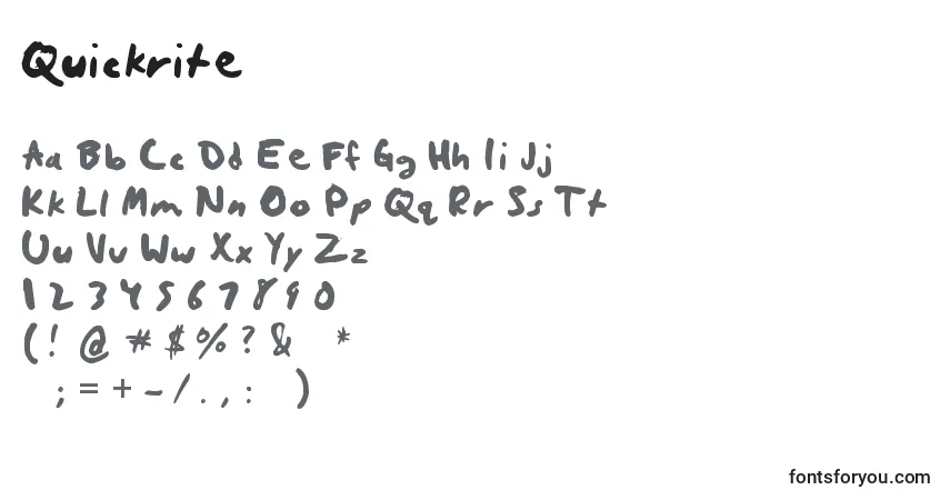 Fuente Quickrite - alfabeto, números, caracteres especiales