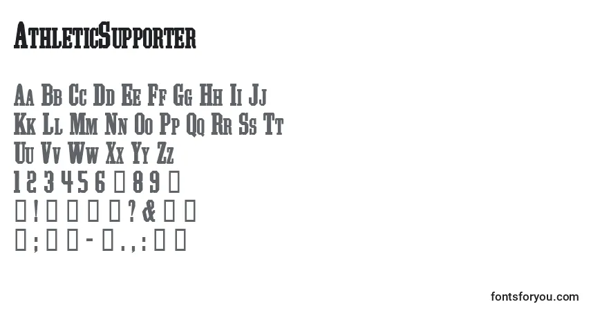 Czcionka AthleticSupporter – alfabet, cyfry, specjalne znaki