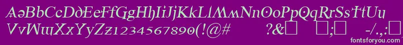 Denial2regularitalics Font – Green Fonts on Purple Background