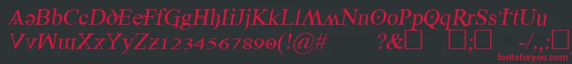 Fonte Denial2regularitalics – fontes vermelhas em um fundo preto