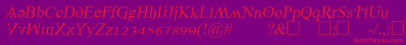 Шрифт Denial2regularitalics – красные шрифты на фиолетовом фоне