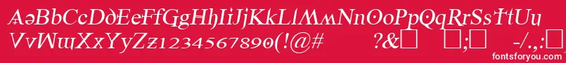 Fonte Denial2regularitalics – fontes brancas em um fundo vermelho