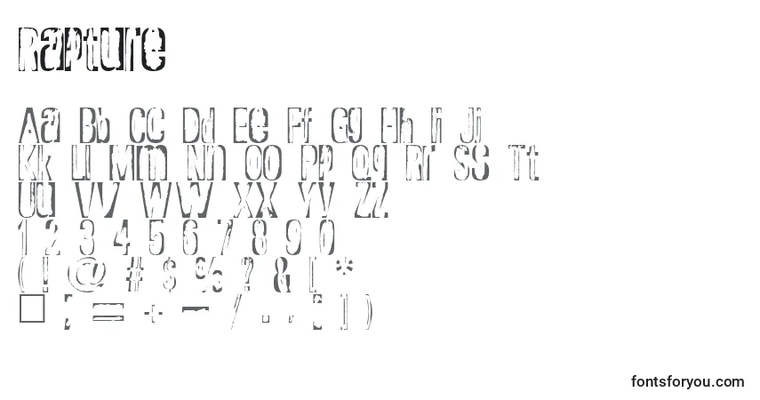 Czcionka Rapture – alfabet, cyfry, specjalne znaki