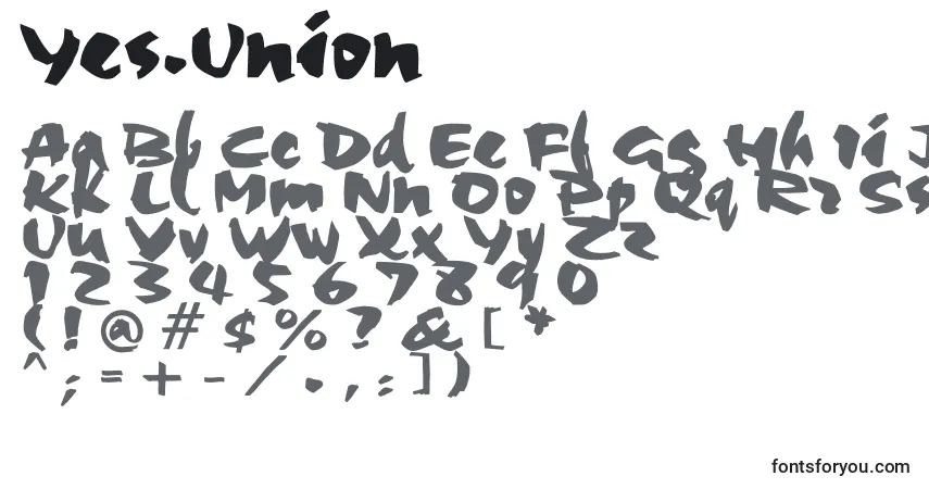 Schriftart Yes.Union – Alphabet, Zahlen, spezielle Symbole