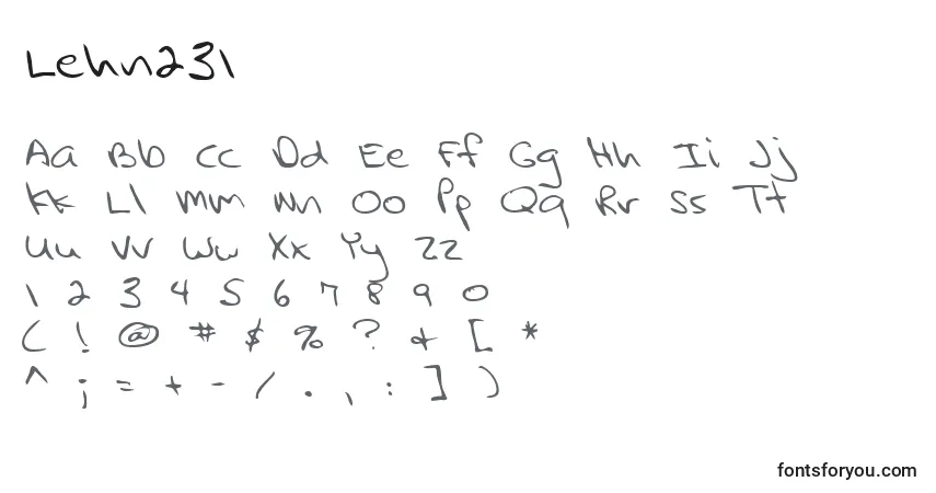 Czcionka Lehn231 – alfabet, cyfry, specjalne znaki
