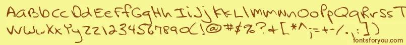 フォントLehn231 – 茶色の文字が黄色の背景にあります。