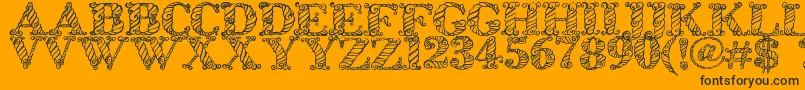 Zsynorebo-Schriftart – Schwarze Schriften auf orangefarbenem Hintergrund