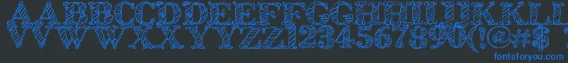 Zsynorebo Font – Blue Fonts on Black Background