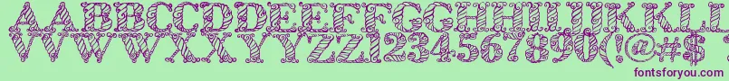 Zsynorebo-Schriftart – Violette Schriften auf grünem Hintergrund