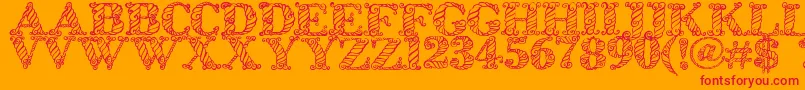 Zsynorebo-Schriftart – Rote Schriften auf orangefarbenem Hintergrund