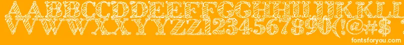 Zsynorebo-Schriftart – Weiße Schriften auf orangefarbenem Hintergrund