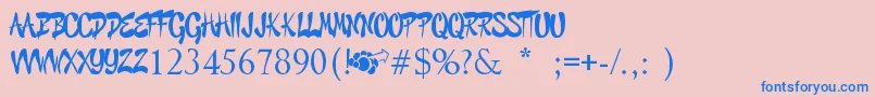 GraffitiCheecksStyle Font – Blue Fonts on Pink Background