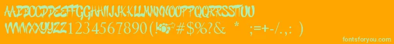 GraffitiCheecksStyle Font – Green Fonts on Orange Background