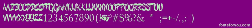 GraffitiCheecksStyle Font – Green Fonts on Purple Background