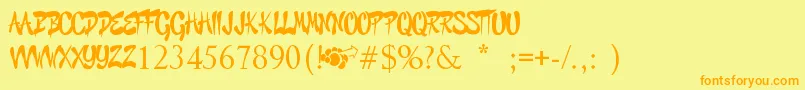 GraffitiCheecksStyle-Schriftart – Orangefarbene Schriften auf gelbem Hintergrund