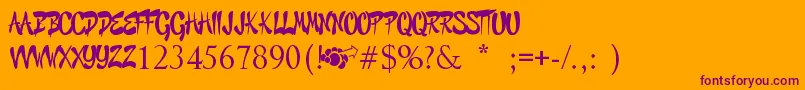 Fonte GraffitiCheecksStyle – fontes roxas em um fundo laranja