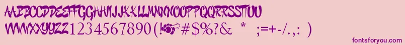 GraffitiCheecksStyle-fontti – violetit fontit vaaleanpunaisella taustalla