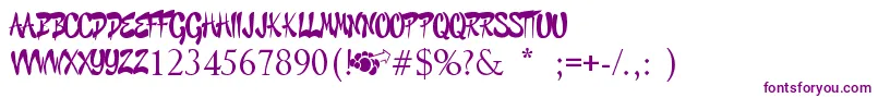 GraffitiCheecksStyle-Schriftart – Violette Schriften auf weißem Hintergrund