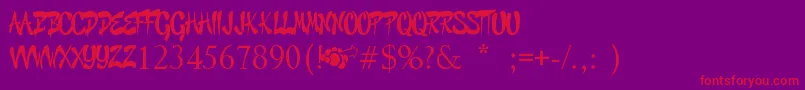GraffitiCheecksStyle Font – Red Fonts on Purple Background