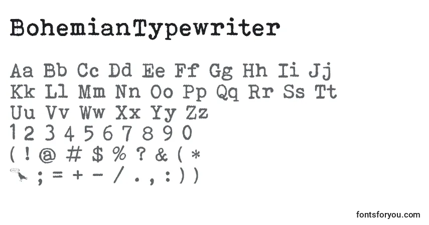 Шрифт BohemianTypewriter (33099) – алфавит, цифры, специальные символы