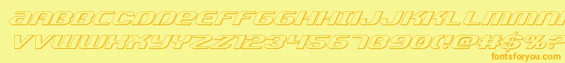 Teamamerica3D-Schriftart – Orangefarbene Schriften auf gelbem Hintergrund