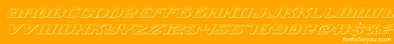 Teamamerica3D-Schriftart – Gelbe Schriften auf orangefarbenem Hintergrund