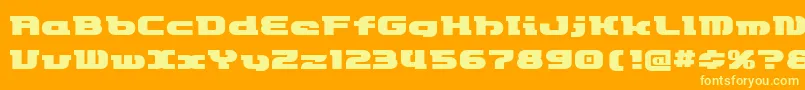 Etrocketype-Schriftart – Gelbe Schriften auf orangefarbenem Hintergrund