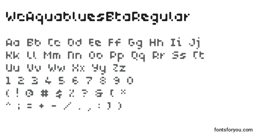 A fonte WcAquabluesBtaRegular (33101) – alfabeto, números, caracteres especiais
